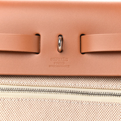 Hermes Vache Hunter Toile Pegase Pop Herbag Zip Retourne 31 PM Capucine Ecru 9 of 11