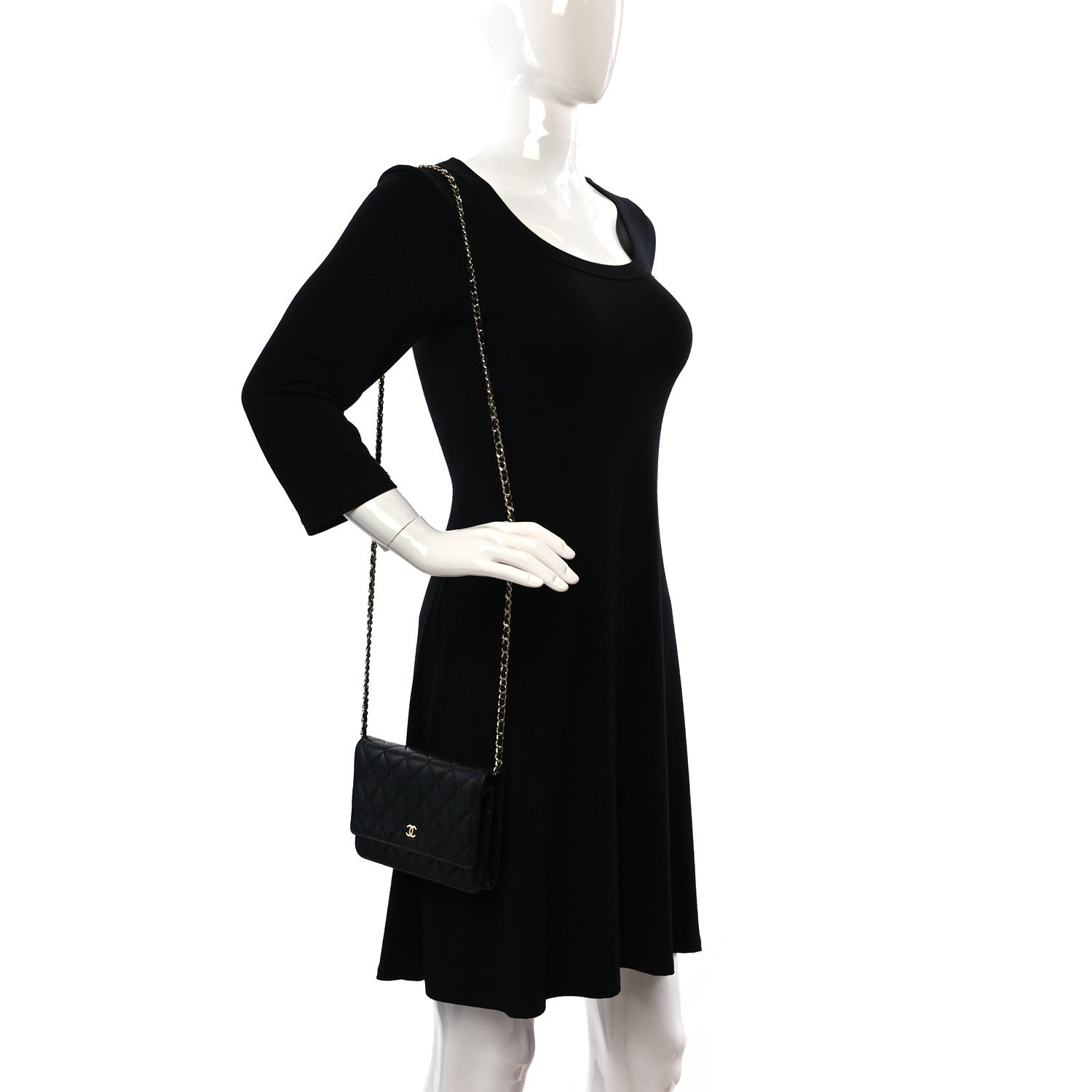 Chanel Caviar Quilted Wallet on Chain WOC Black 2 of 12