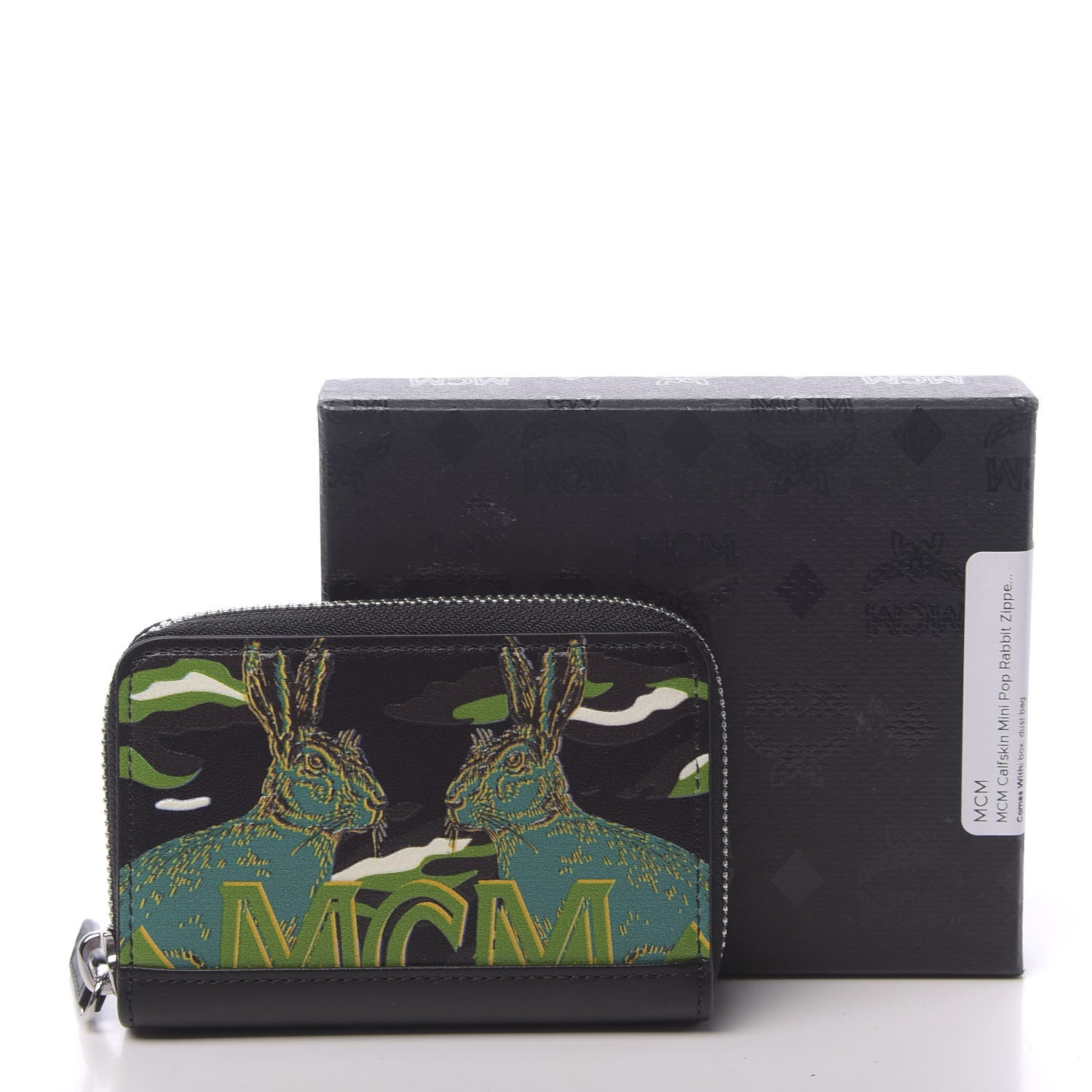 MCM Calfskin Mini Pop Rabbit Zipped Card Wallet Black 8 of 8