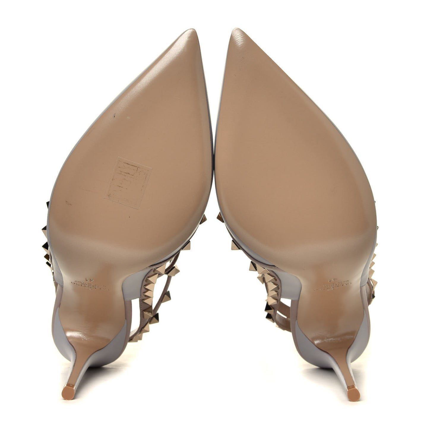Calfskin Nappa Rockstud Ankle Strap 100mm Pumps 41 Pastel Grey Poudre