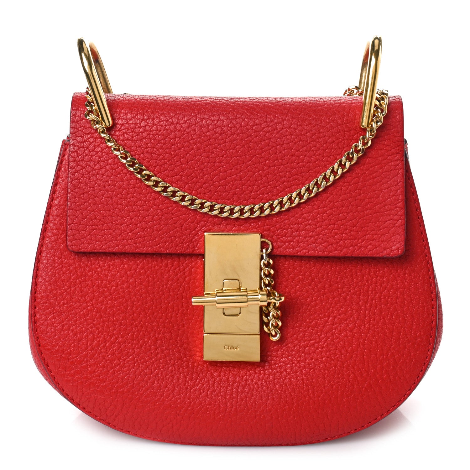 Chloe Grained Lambskin Mini Drew Shoulder Bag Plaid Red 1 of 10