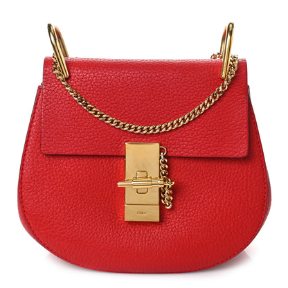 Chloe Grained Lambskin Mini Drew Shoulder Bag Plaid Red 1 of 10