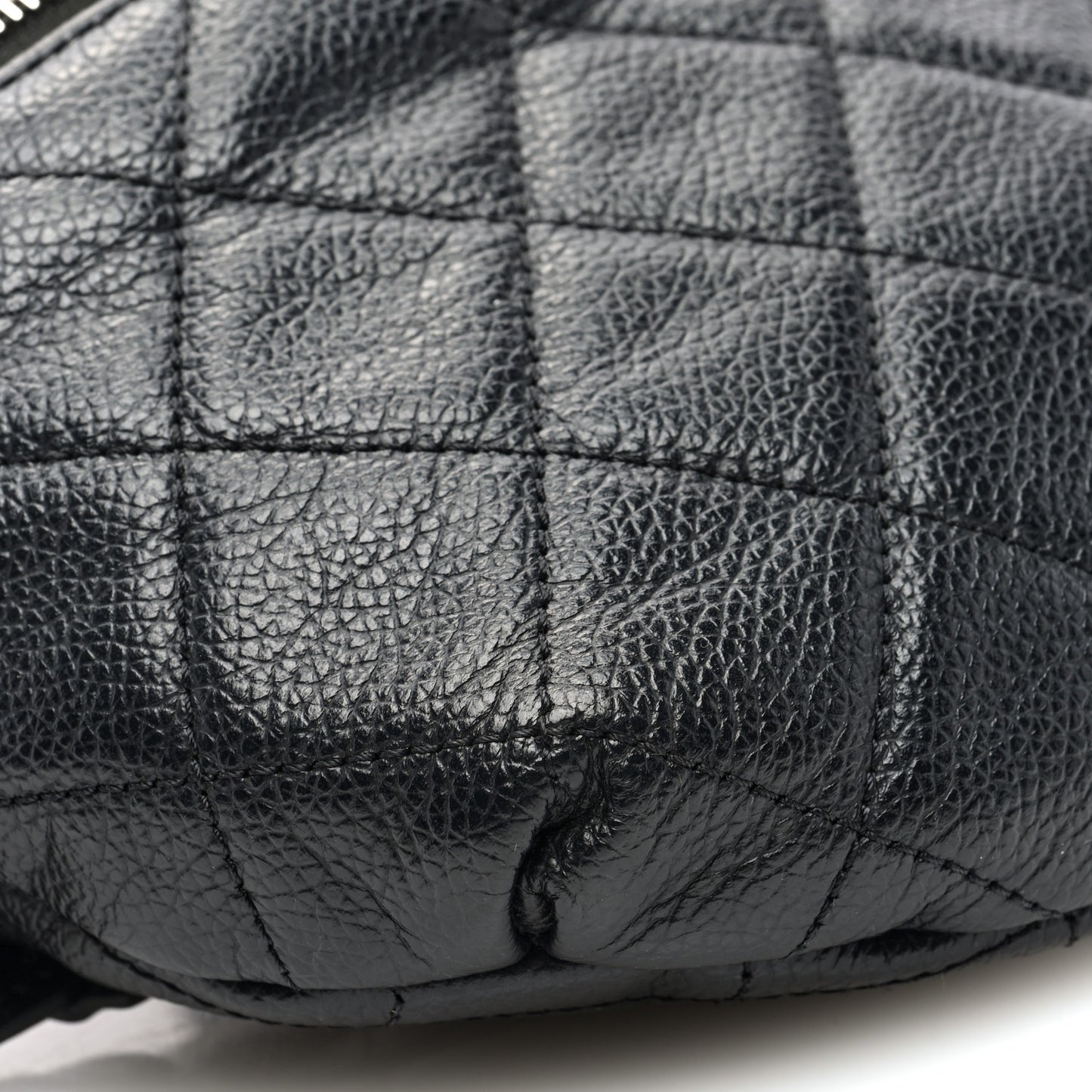 Grained Calfskin Quilted Waist Belt Bag Black