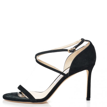 Jimmy Choo Suede Hesper 85 Sandal 37 Black 1 of 9