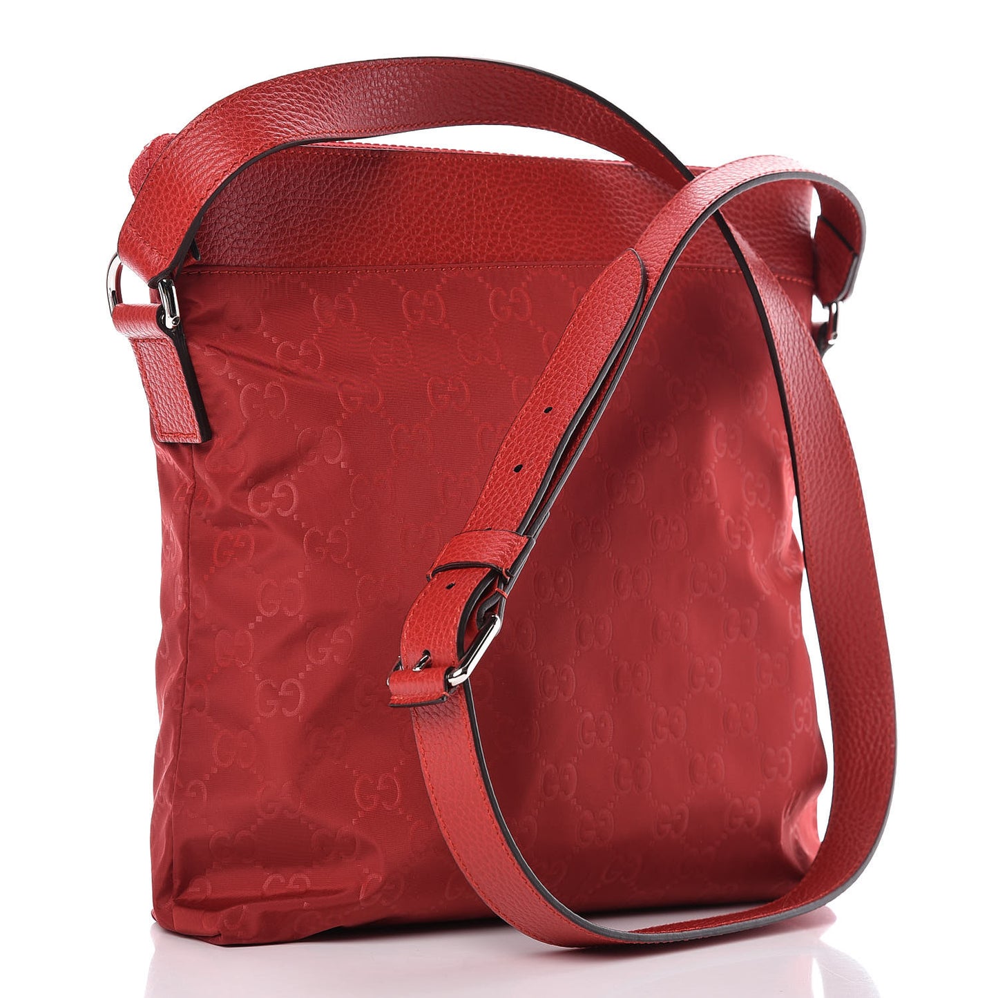 Nylon Monogram Dollar Calfskin Flat Messenger Bag Vibrant Red