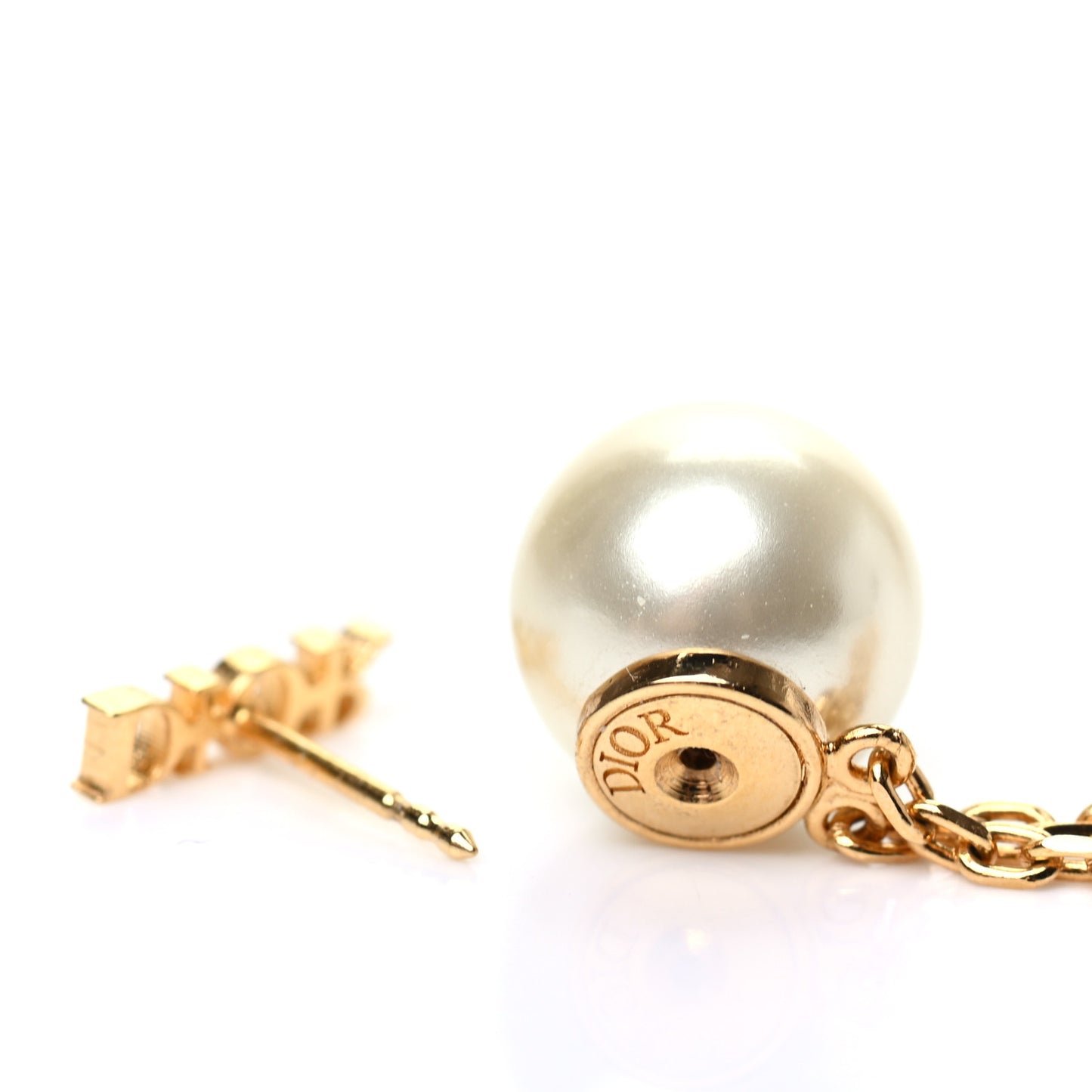 Pearl Crystal Tribales Dangle Chain Earrings Gold