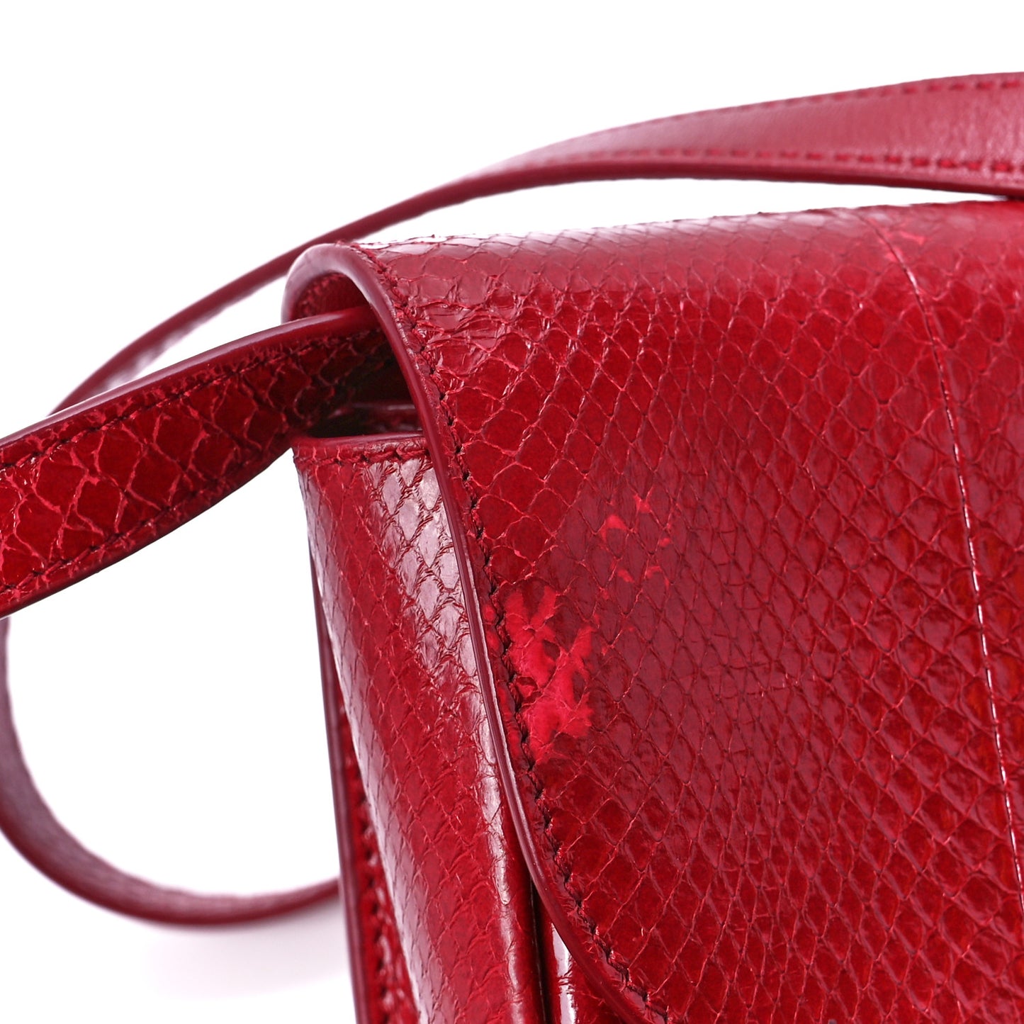 Snakeskin Small Kaia Satchel Peach Red