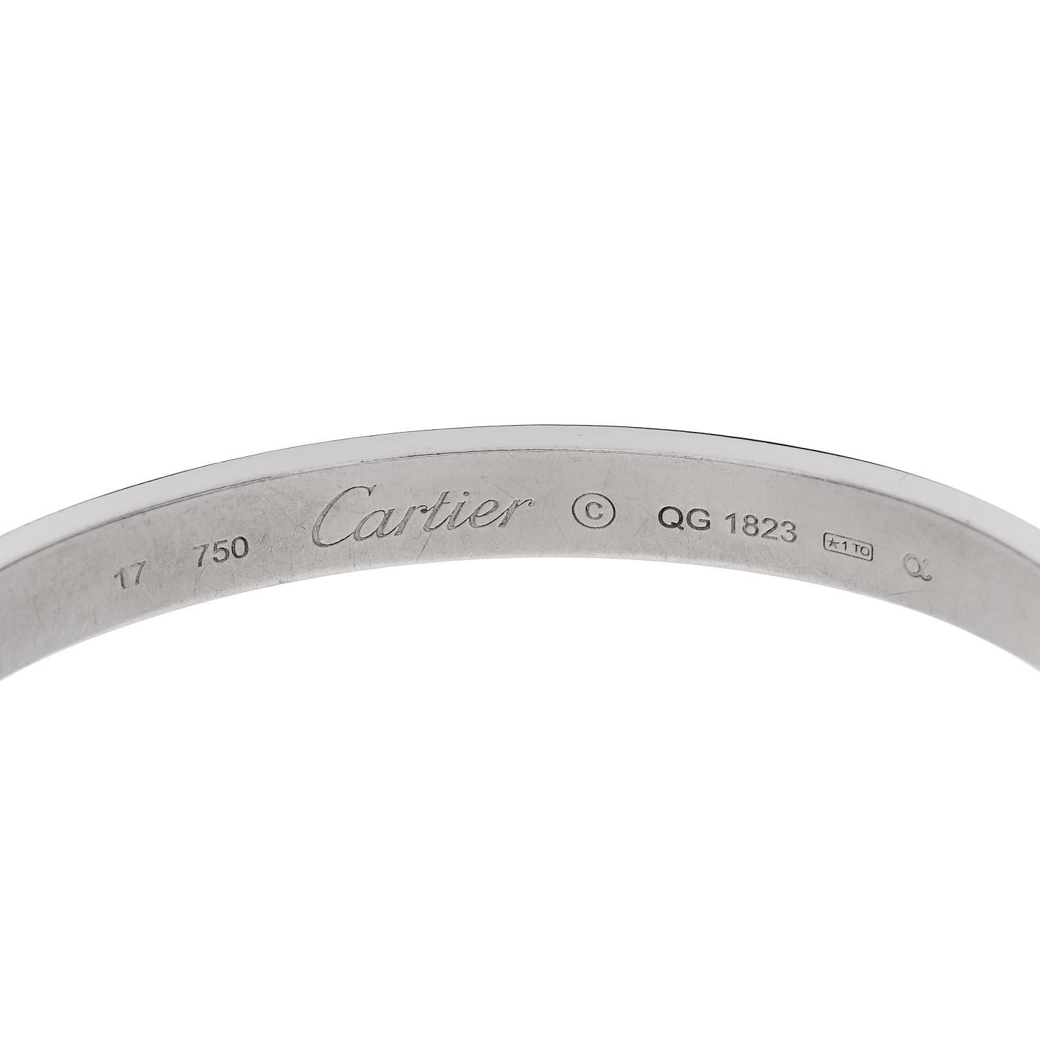 Cartier 18K White Gold LOVE Bracelet 17 6 of 9