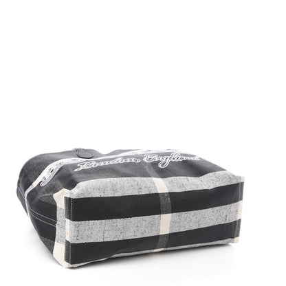Burberry Coated Canvas Mega Check Medium Doodle Tote Black White 4 of 12