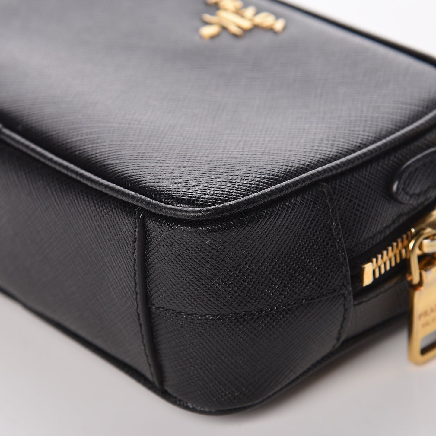 Saffiano Mini Camera Crossbody Bag Black