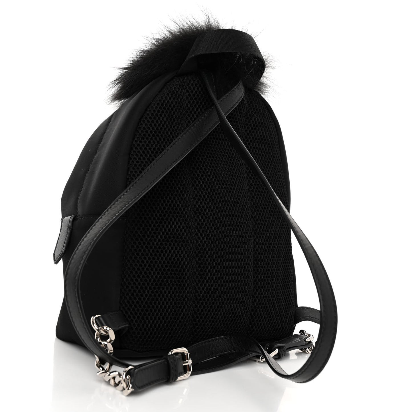 Nylon Vitello Dolce Goat Fox Fur Crocodile Monster Eyes Mini Backpack Black Sunflower