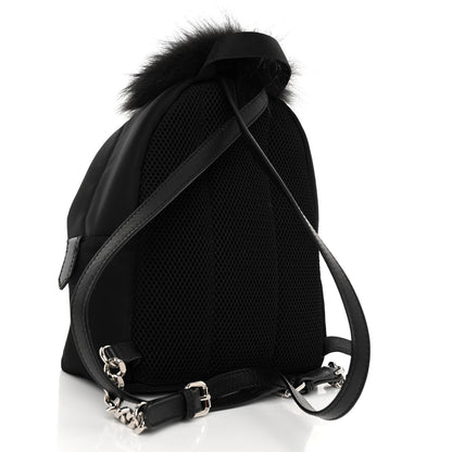 Fendi Nylon Vitello Dolce Goat Fox Fur Crocodile Monster Eyes Mini Backpack Black Sunflower 3 of 10