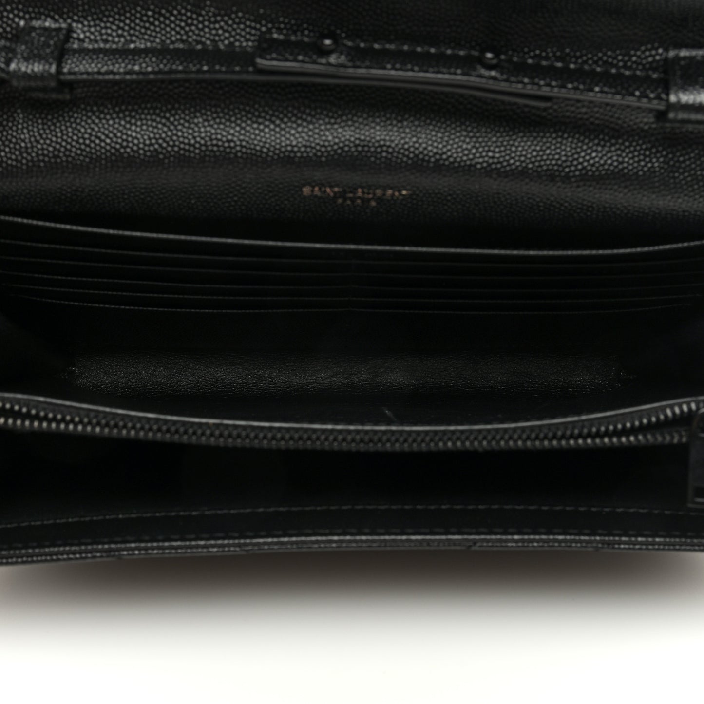 Grain De Poudre Matelasse Chevron Monogram Monochrome Chain Wallet Black
