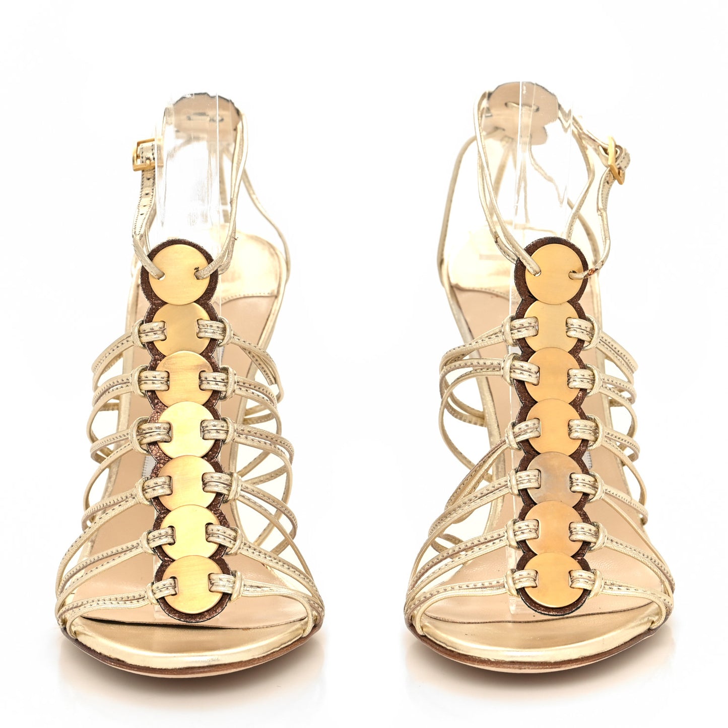 Metallic Nappa Medallion Sandals 37 Gold