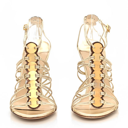 Jimmy Choo Metallic Nappa Medallion Sandals 37 Gold 2 of 10