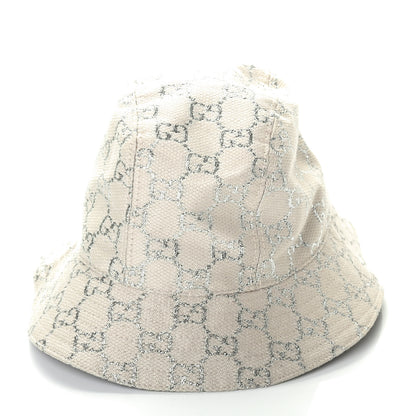 Gucci Canvas Lame GG Monogram Bucket Hat S Gardenia Silver 3 of 4