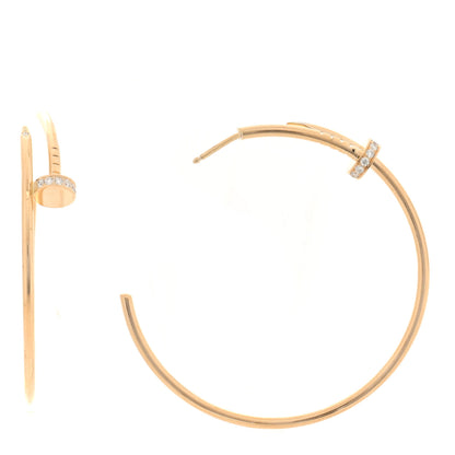 Cartier 18K Yellow Gold Diamond Juste Un Clou Hoop Earrings 1 of 5
