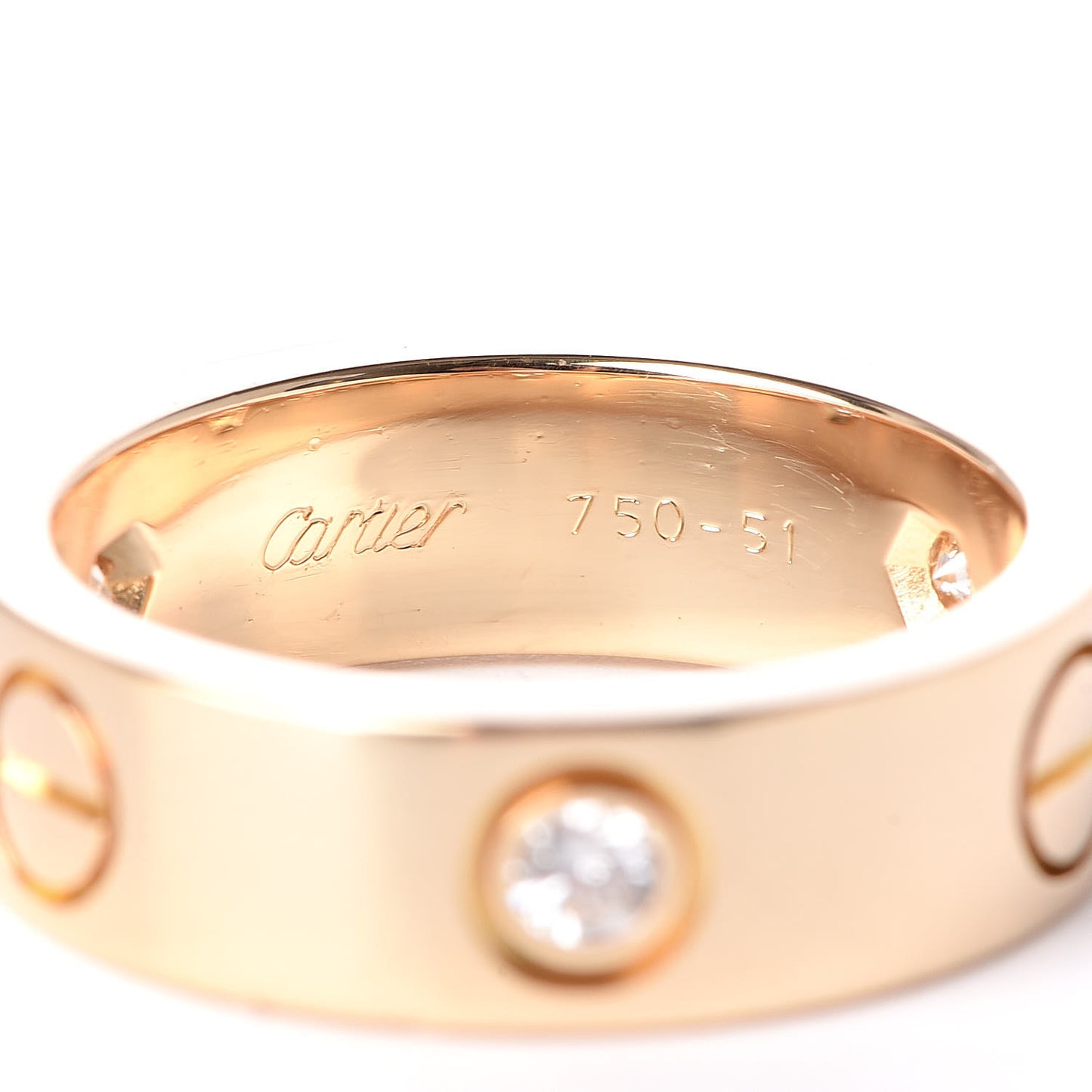 18K Yellow Gold 3 Diamond 5.5mm LOVE Ring 51 5.75