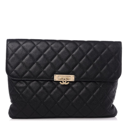 Chanel Caviar Quilted Medium Golden Class Pouch Black 1 of 8