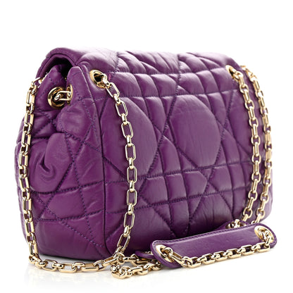 Christian Dior Lambskin Cannage Small Milly La Foret Shoulder Bag Purple 3 of 13