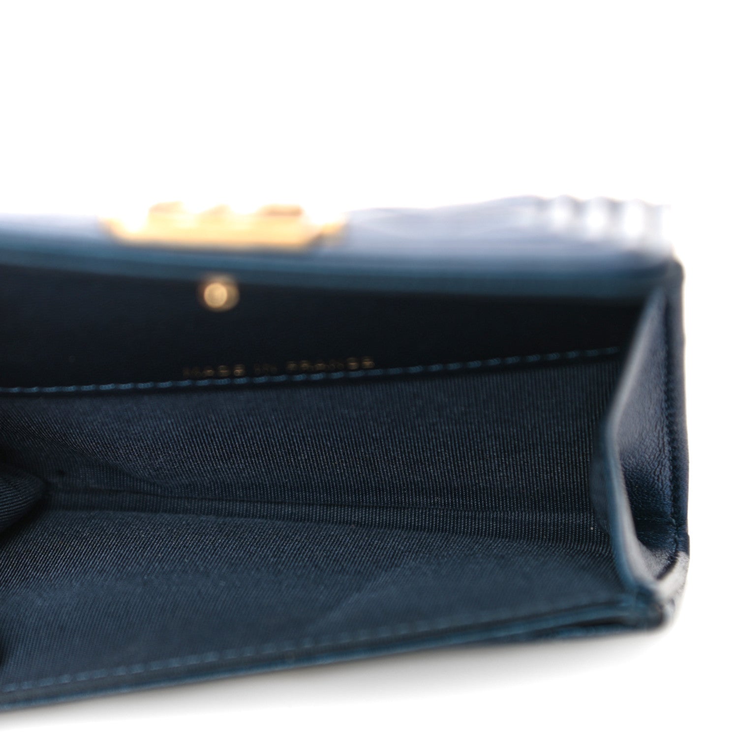 Chanel Metallic Lambskin Quilted Boy Flap Card Holder Blue 5 of 12