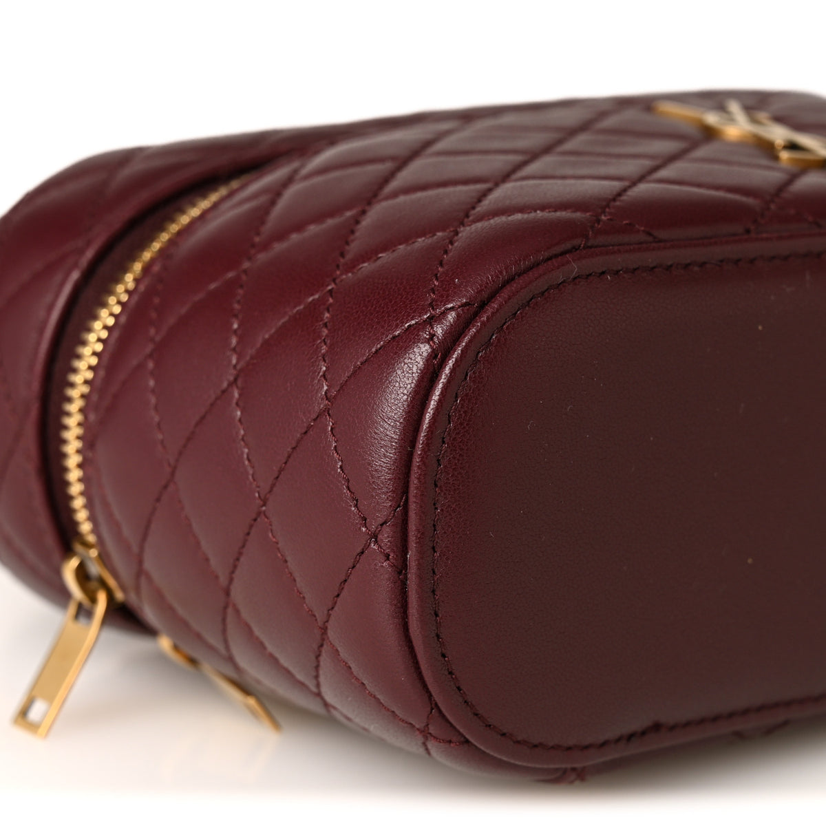 Lambskin Quilted Mini Gaby Vanity Case Rouge Cabernet