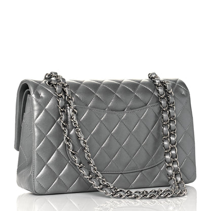 Chanel Metallic Lambskin Quilted Medium Double Flap Silver 3 of 14