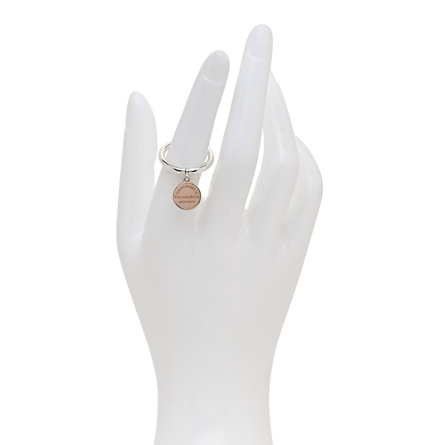 Tiffany Sterling Silver Rubedo Return to Tiffany Round Charm Ring 52 6 2 of 6