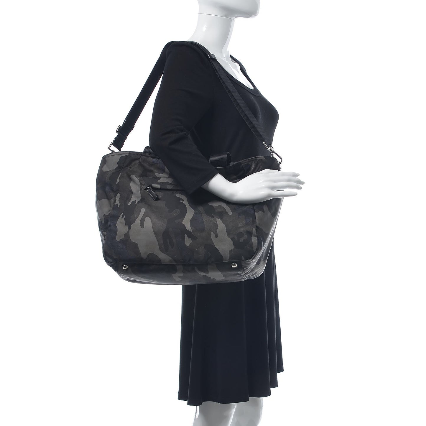 Tessuto Nylon Camouflage Tote Fumo