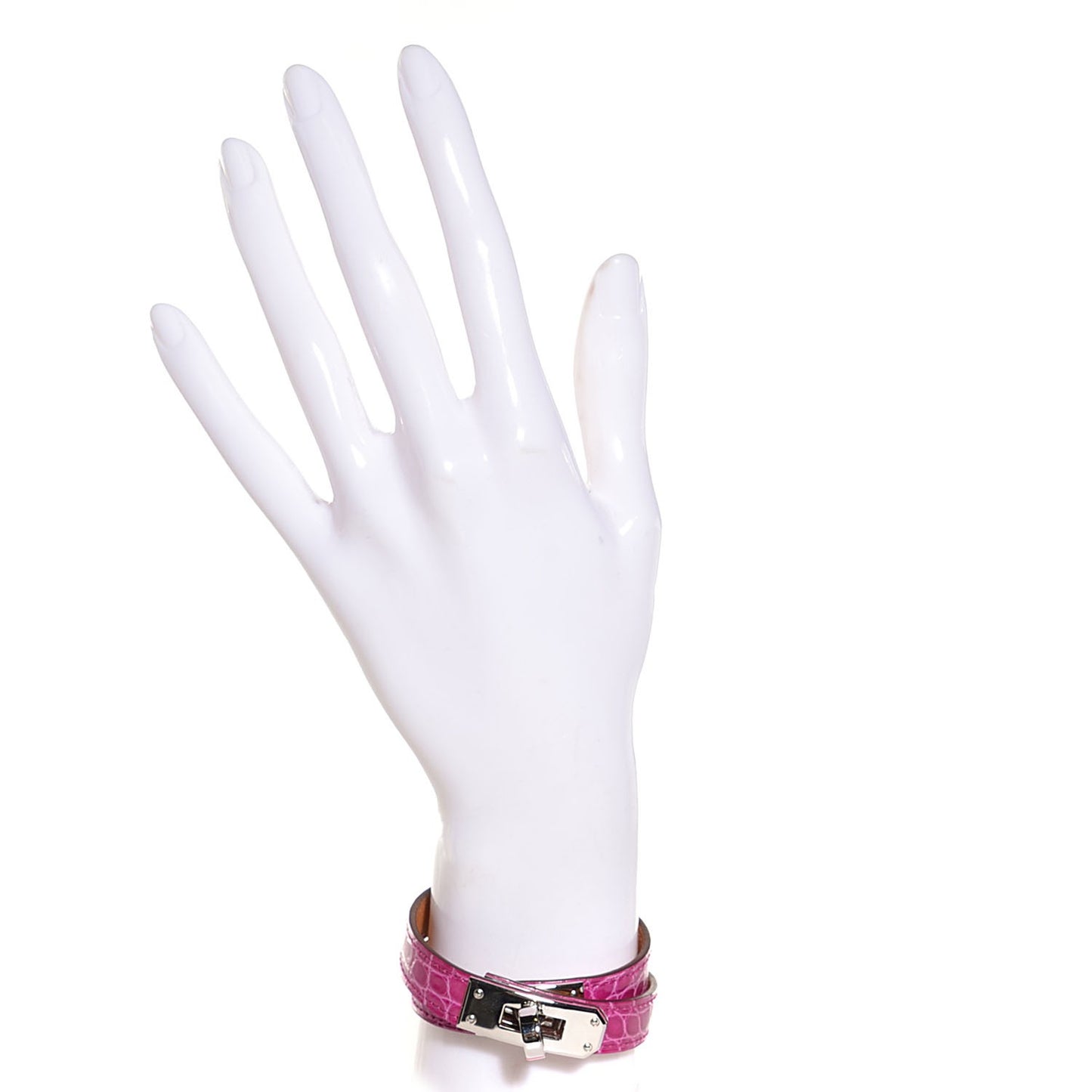 Shiny Alligator Kelly Double Tour Bracelet Rose Scheherazade Small