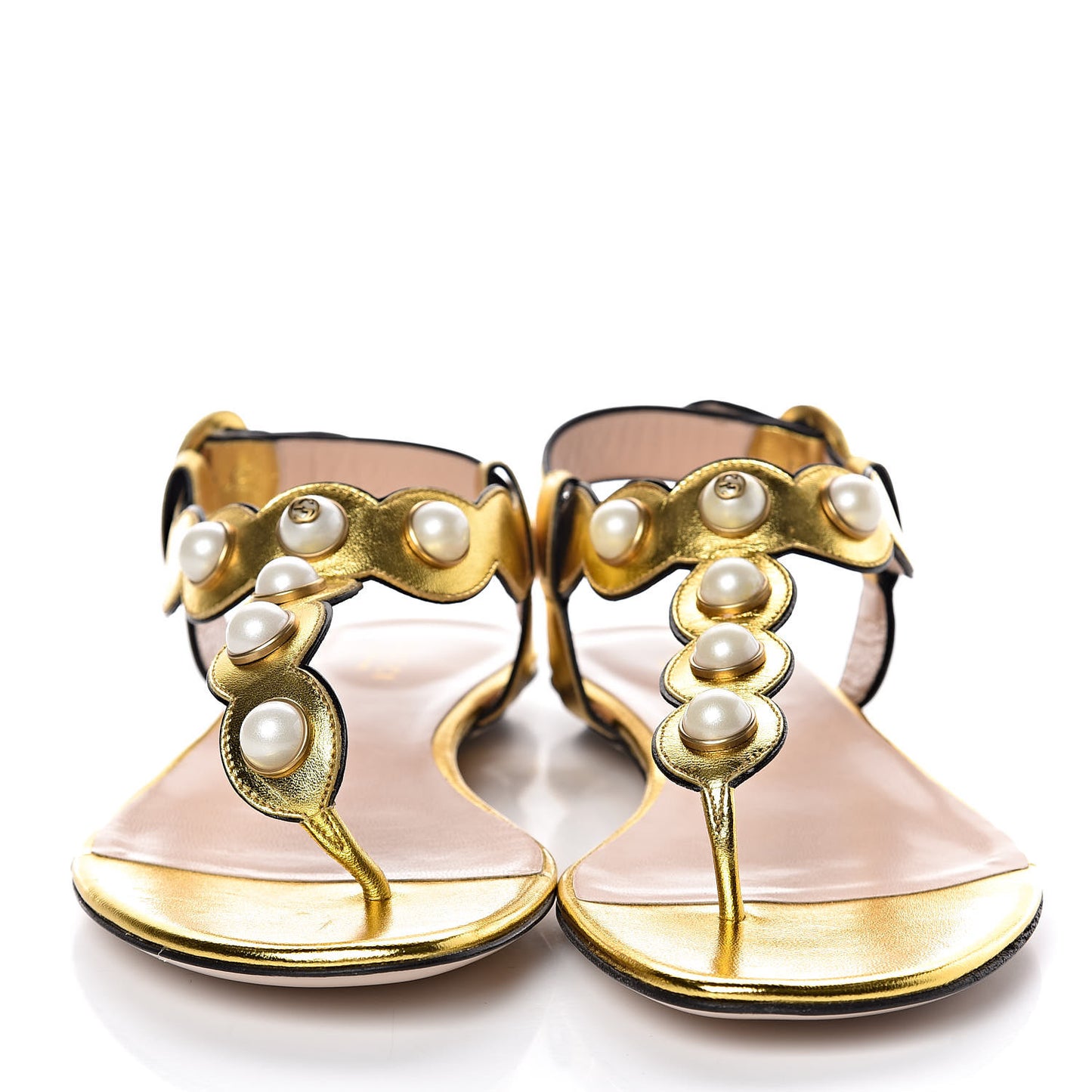 Metallic Nappa Willow Pearl Thong Sandals 39.5 Gold