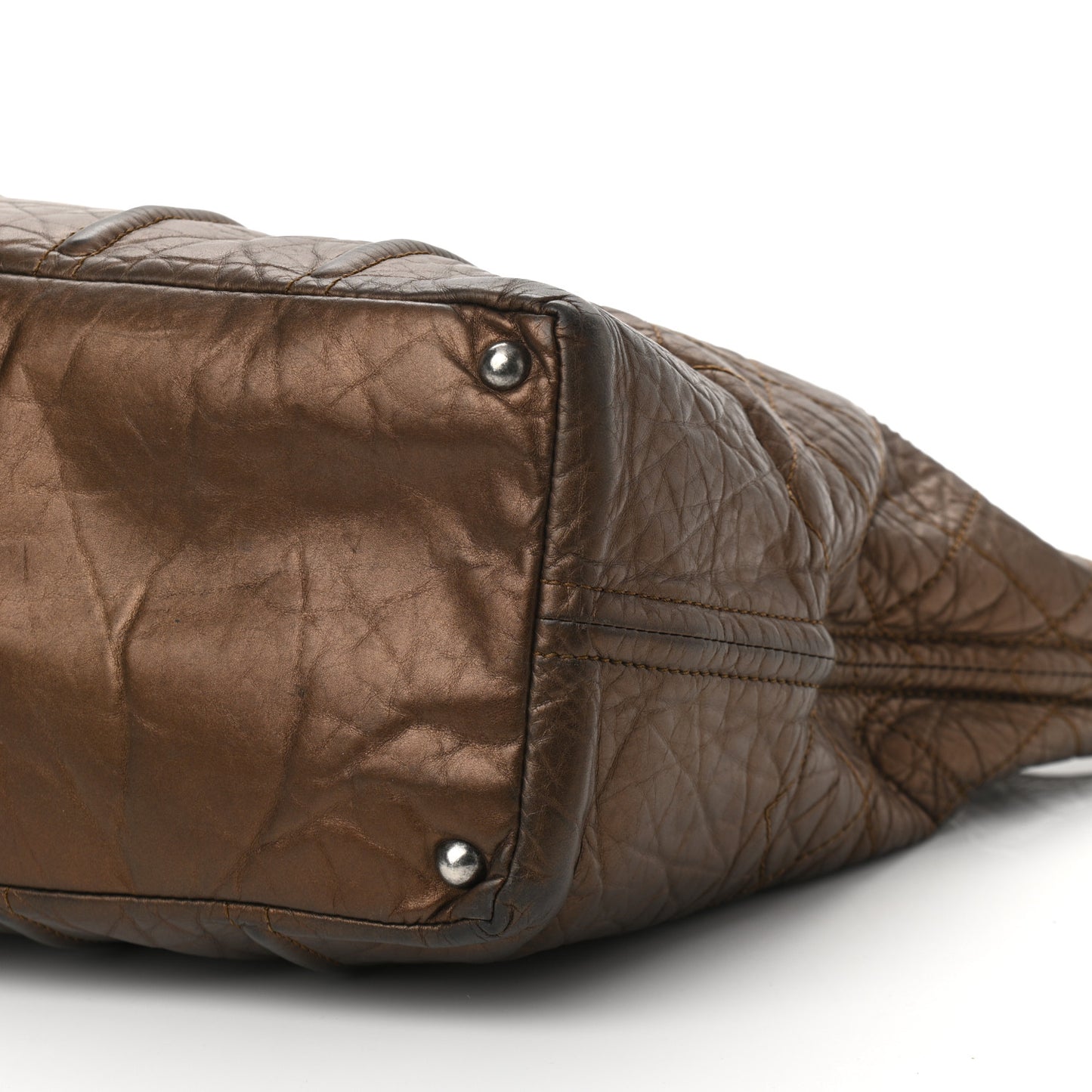 Metallic Aged Calfskin Large Shopping In Moscow Tote Bronze