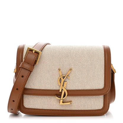 Saint Laurent Canvas Calfskin Small Solferino Satchel Beige Brick 1 of 11