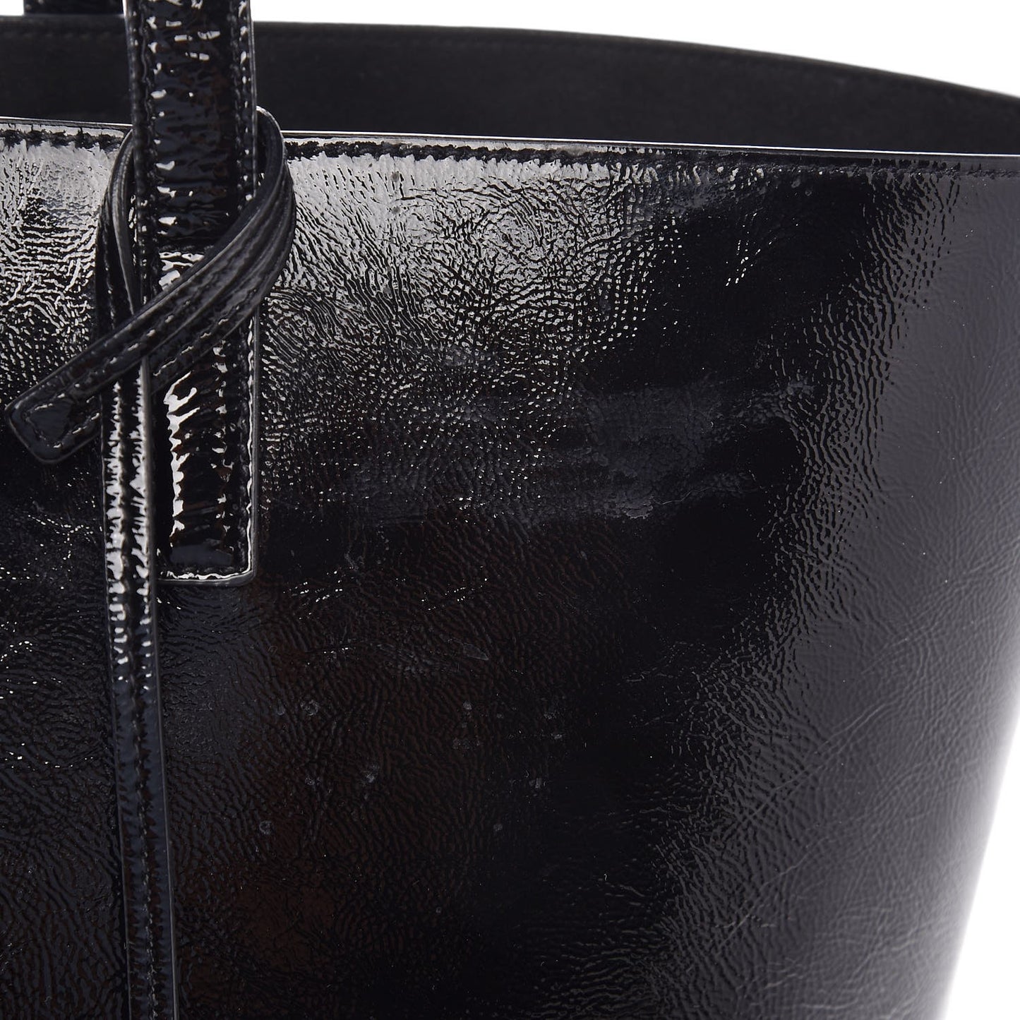 Patent Calfskin Large Shopping Tote Black