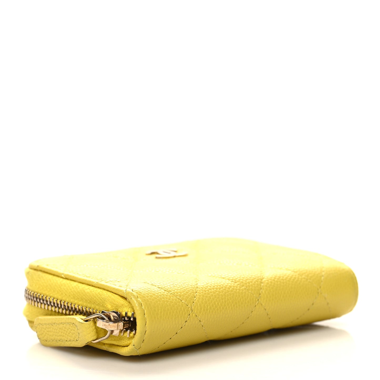Caviar Quilted Zip Coin Purse Yellow