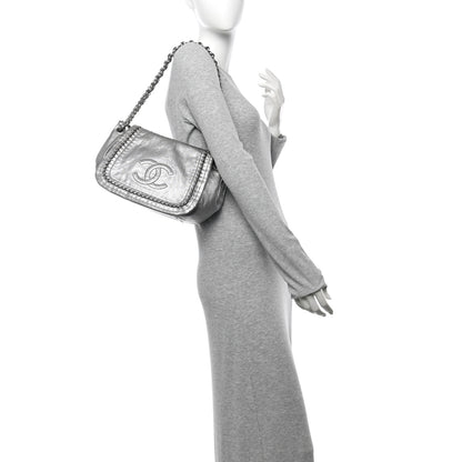Chanel Metallic Deerskin Luxe Ligne Flap  Silver 2 of 12