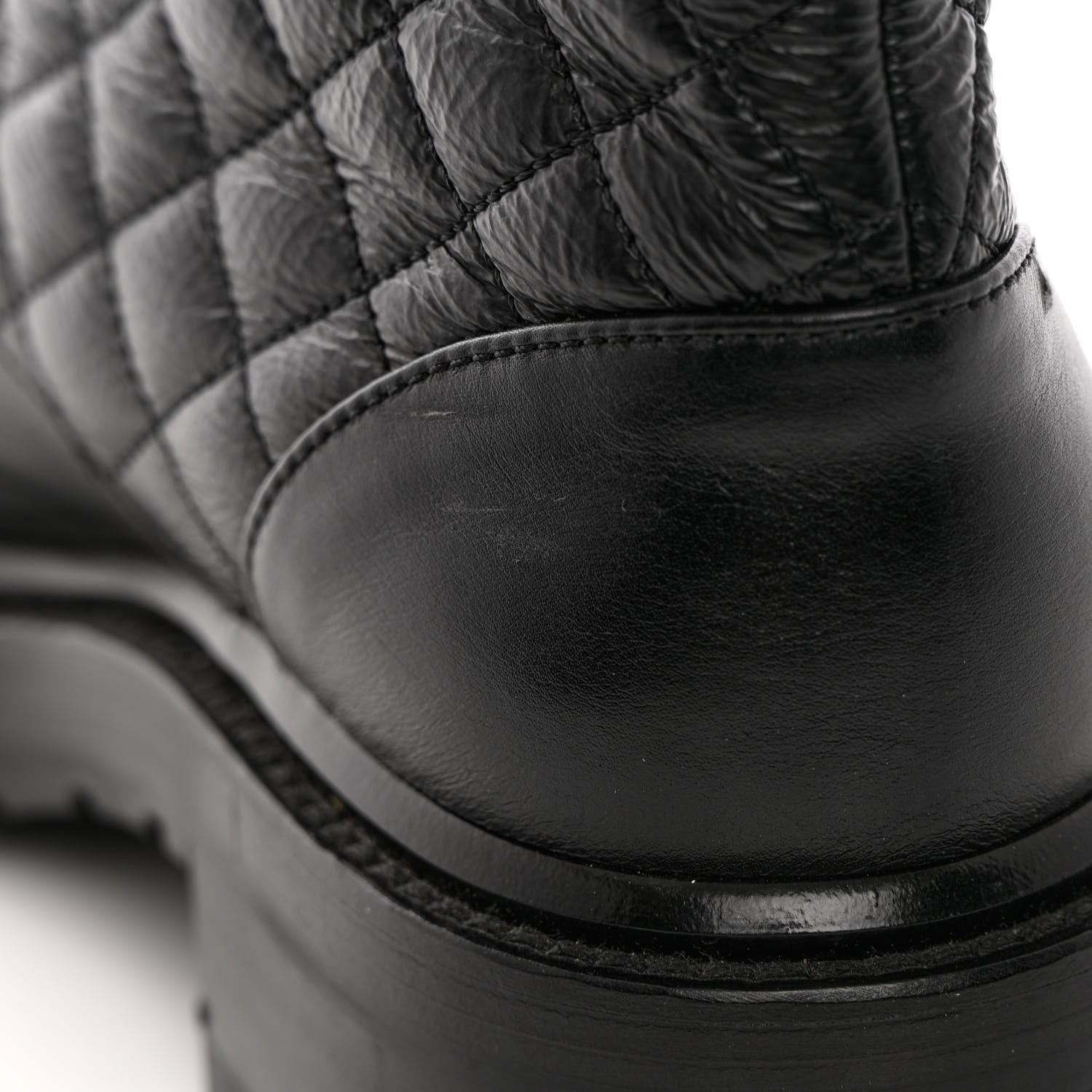 Chanel Shiny Calfskin Quilted Lace Up Combat Boots 38 Black 9 of 11