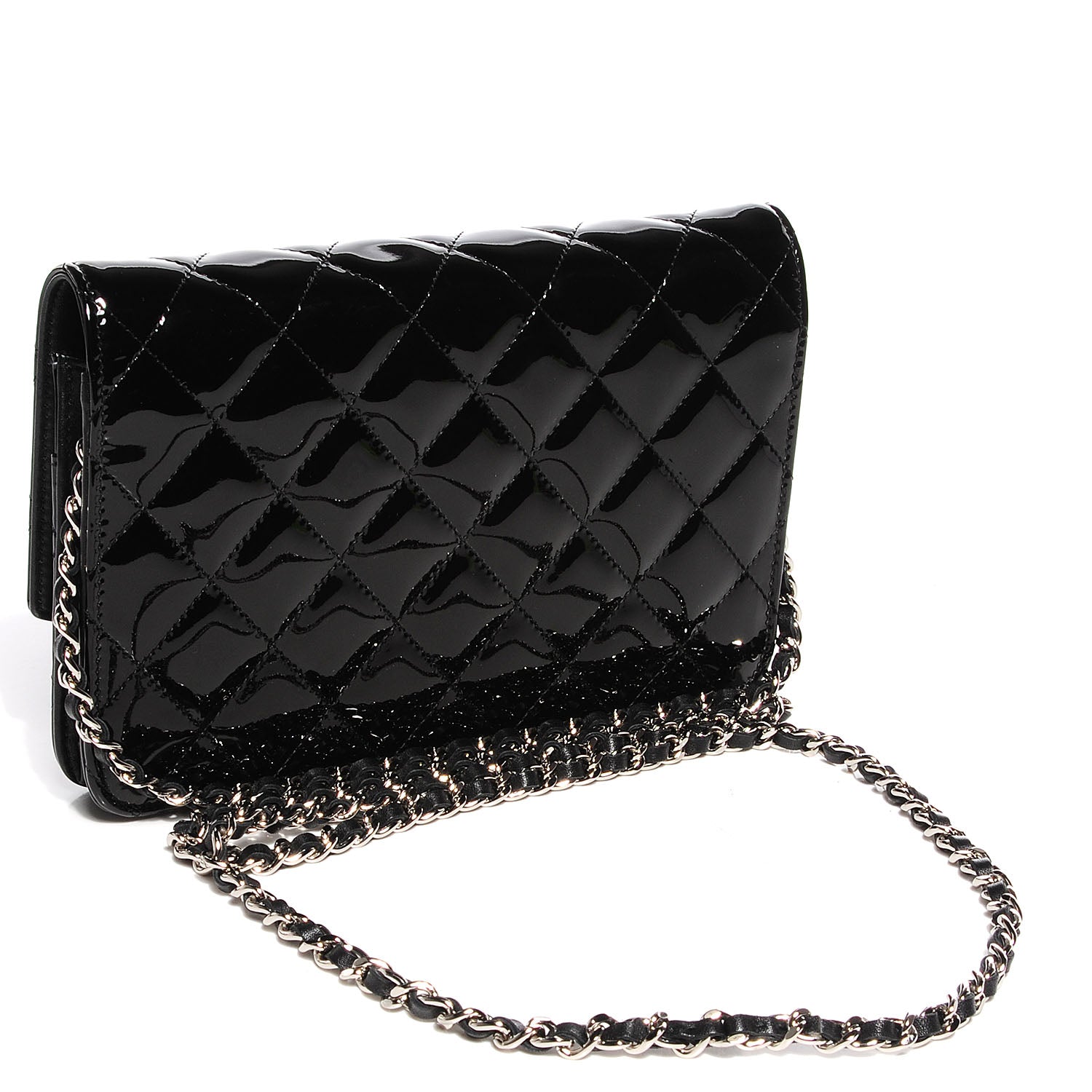 Chanel Patent Quilted Brilliant Wallet On Chain WOC Black 3 of 11