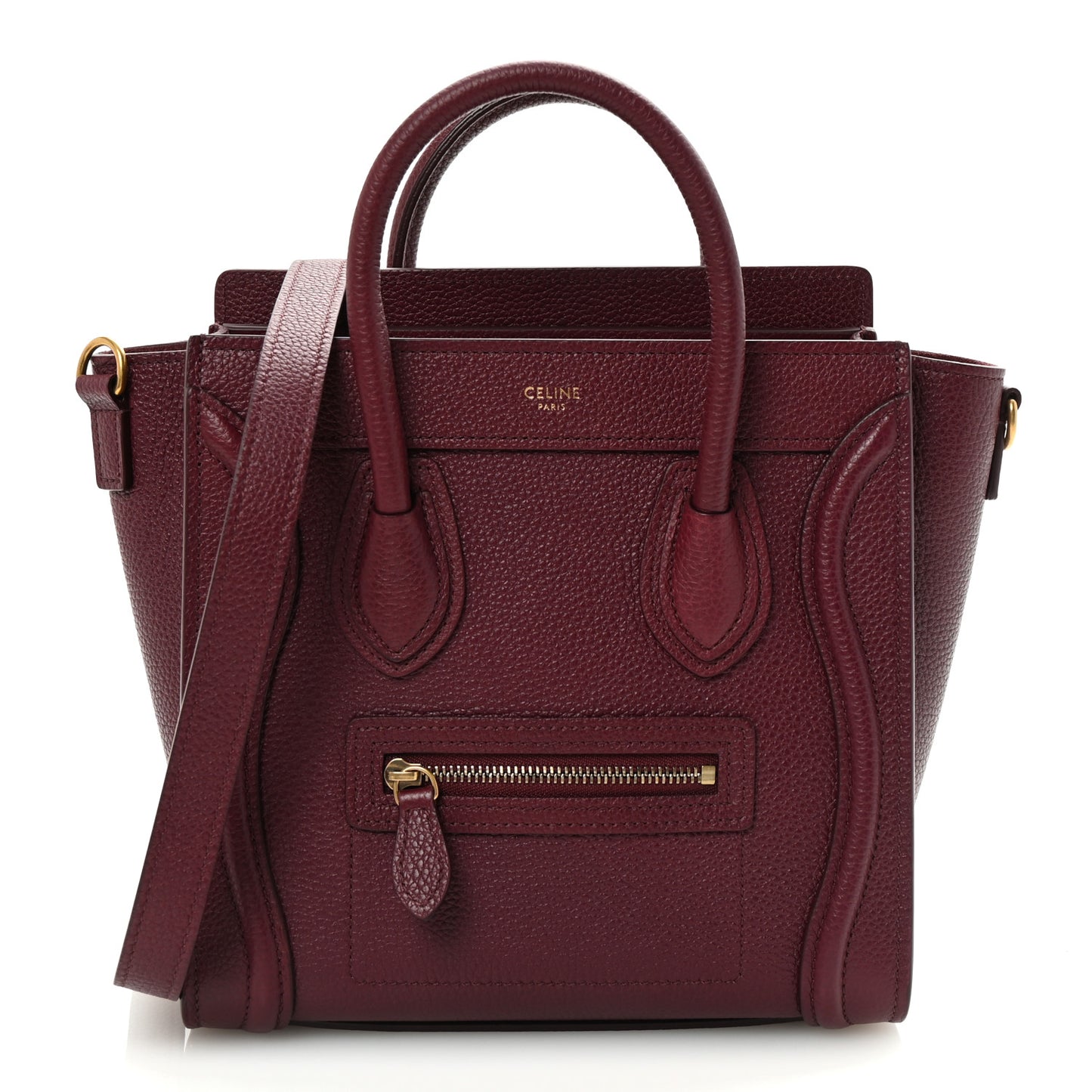 Drummed Calfskin Nano Luggage Burgundy