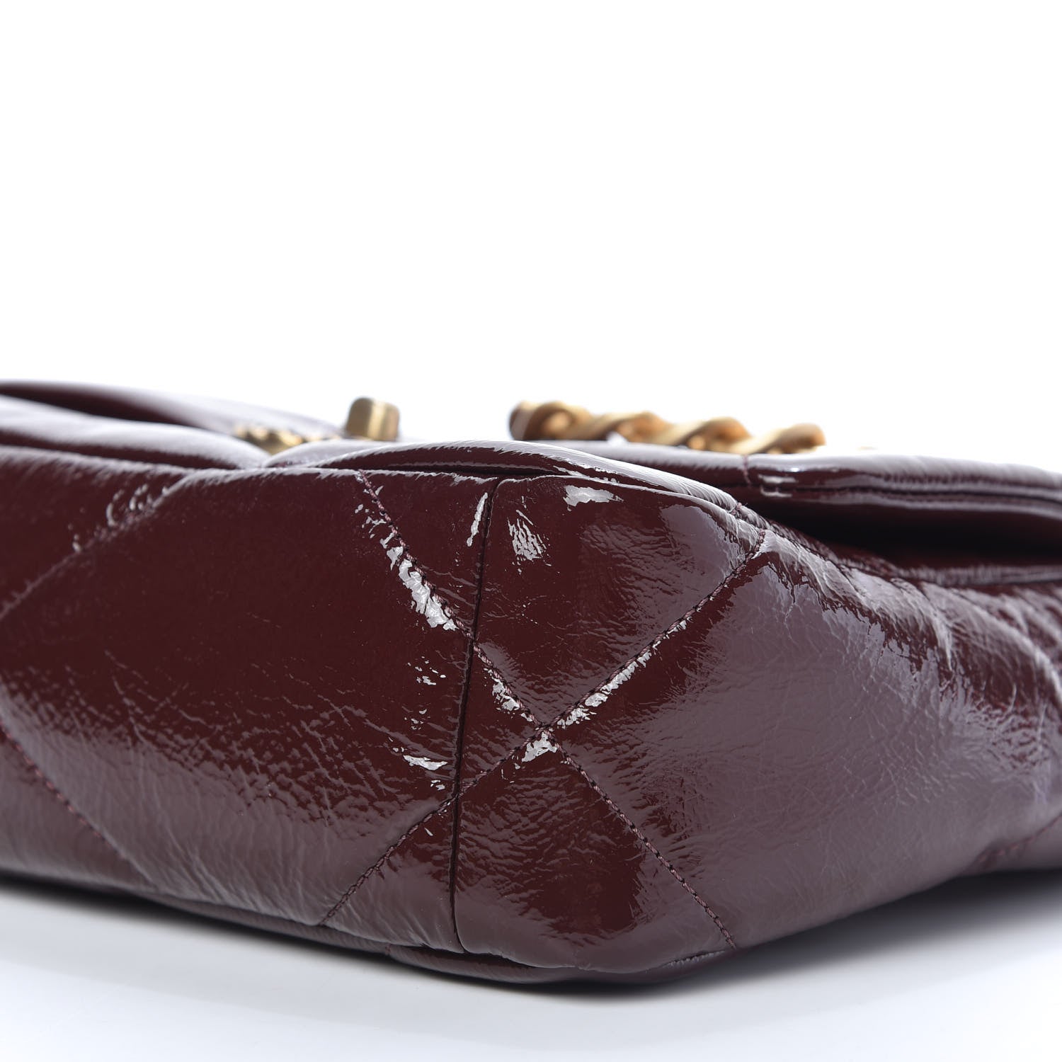 Chanel Shiny Crumpled Calfskin Quilted Medium Chanel 19 Flap Burgundy 7 of 12