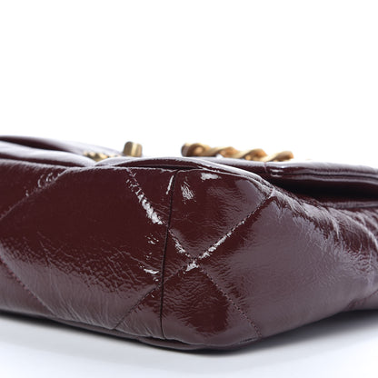Chanel Shiny Crumpled Calfskin Quilted Medium Chanel 19 Flap Burgundy 7 of 12