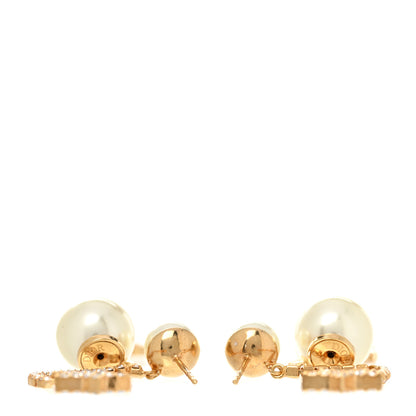 Christian Dior Pearl Crystal Star Tribale Dangle Chain Earrings Gold 3 of 5