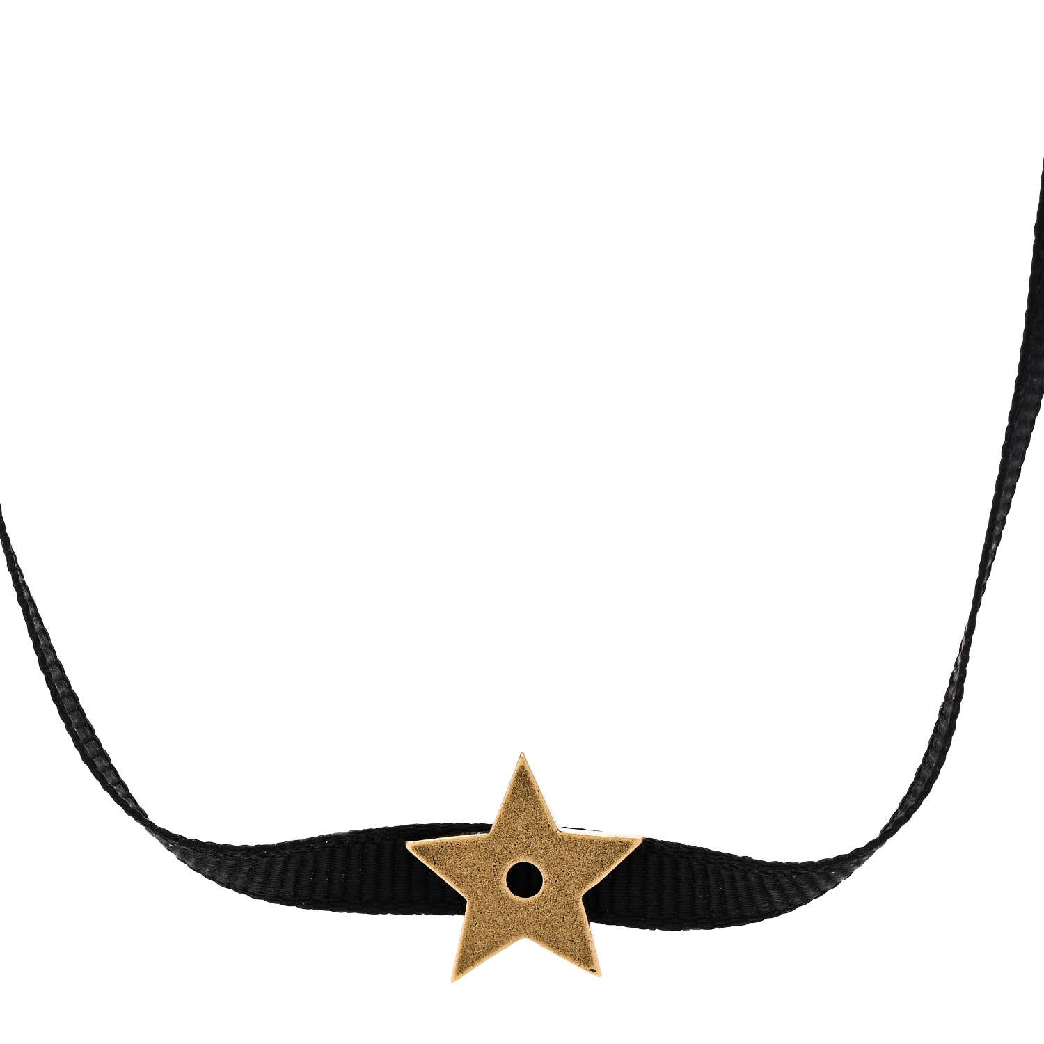 Christian Dior Grosgrain Ribbon Star Choker Necklace Black 1 of 5
