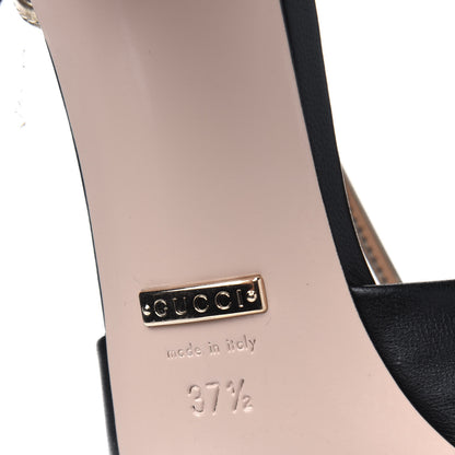 Gucci Nappa Metallic Bow Daphne Mid Heel Sandals 37.5 Black Platino 6 of 8