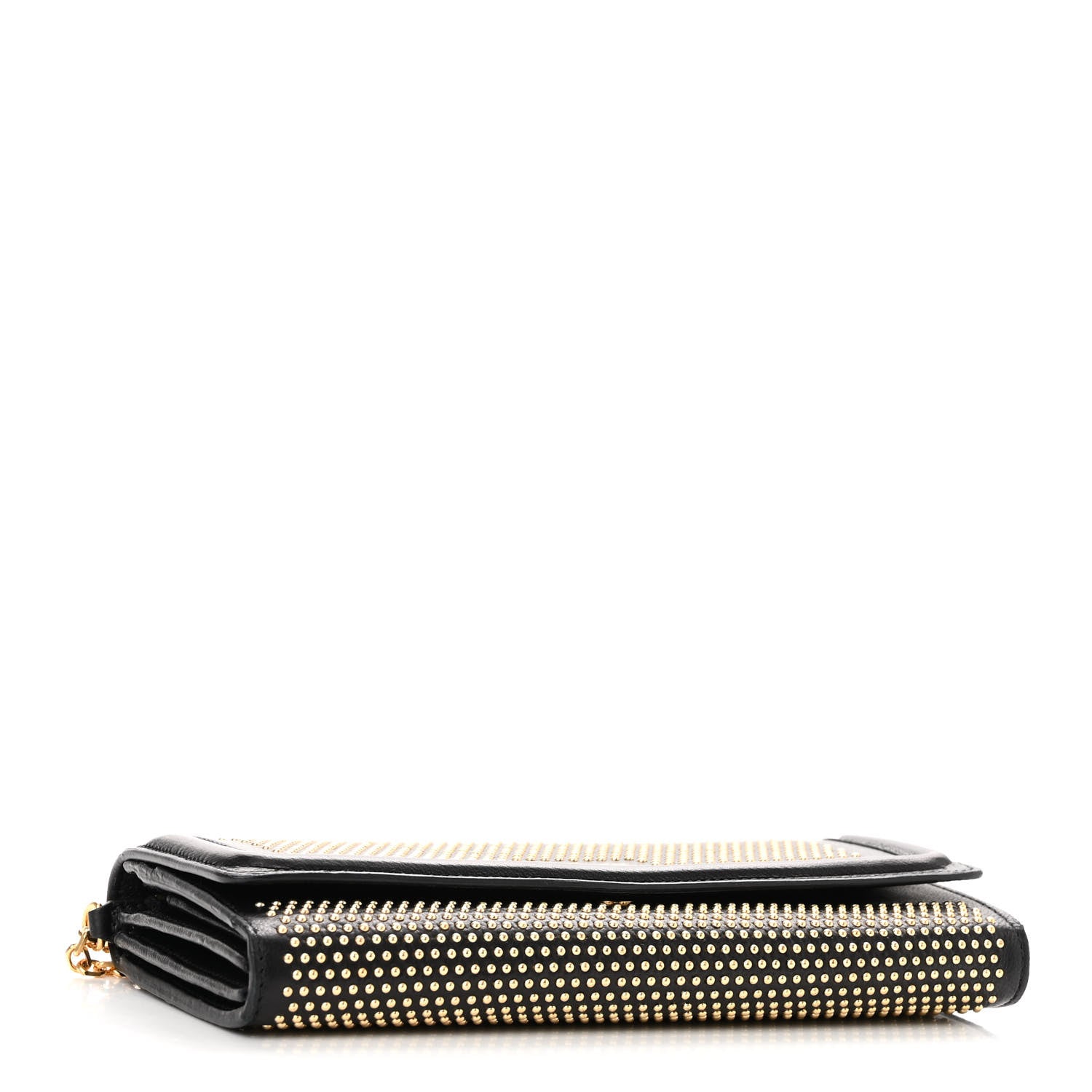 Alexander McQueen Calfskin Studded Wallet on Chain Black 4 of 9