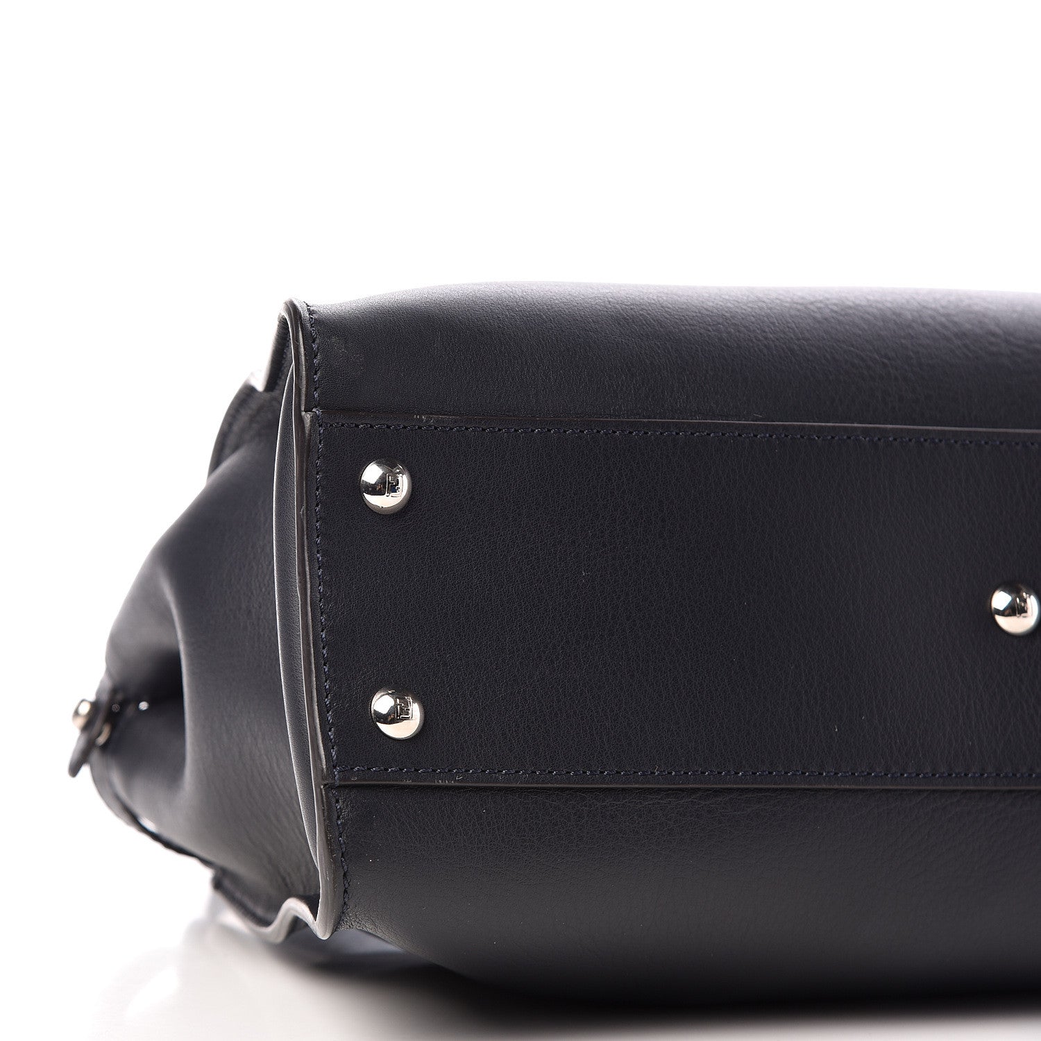 Fendi Vitello Seta Shiny Nappa Medium Peekaboo Iconic Satchel Blue Notte Ardesia 8 of 9