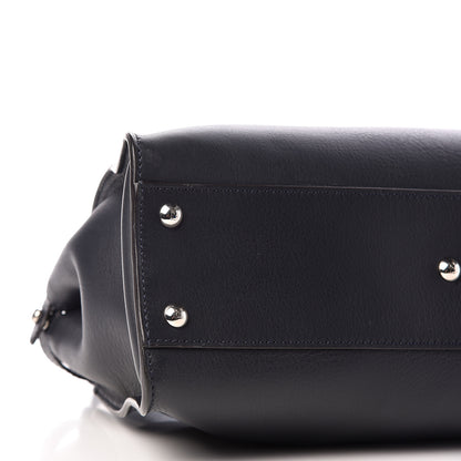 Fendi Vitello Seta Shiny Nappa Medium Peekaboo Iconic Satchel Blue Notte Ardesia 8 of 9