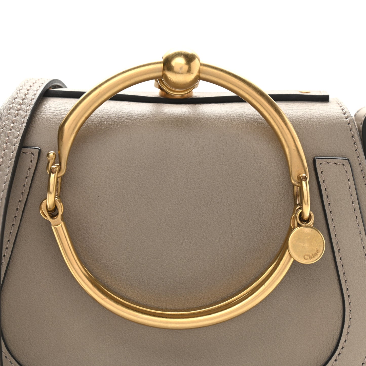 Calfskin Suede Small Nile Bracelet Bag Motty Grey