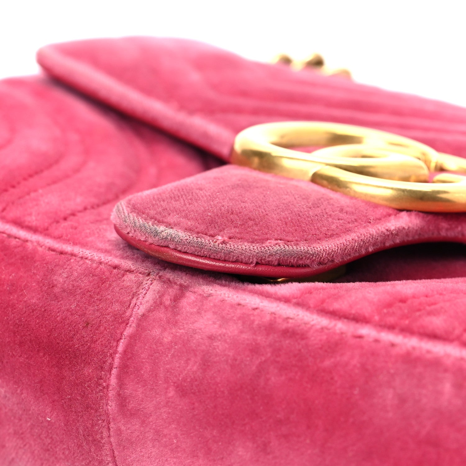 Gucci Velvet Matelasse Small GG Marmont Shoulder Bag Light Raspberry Rose 9 of 9