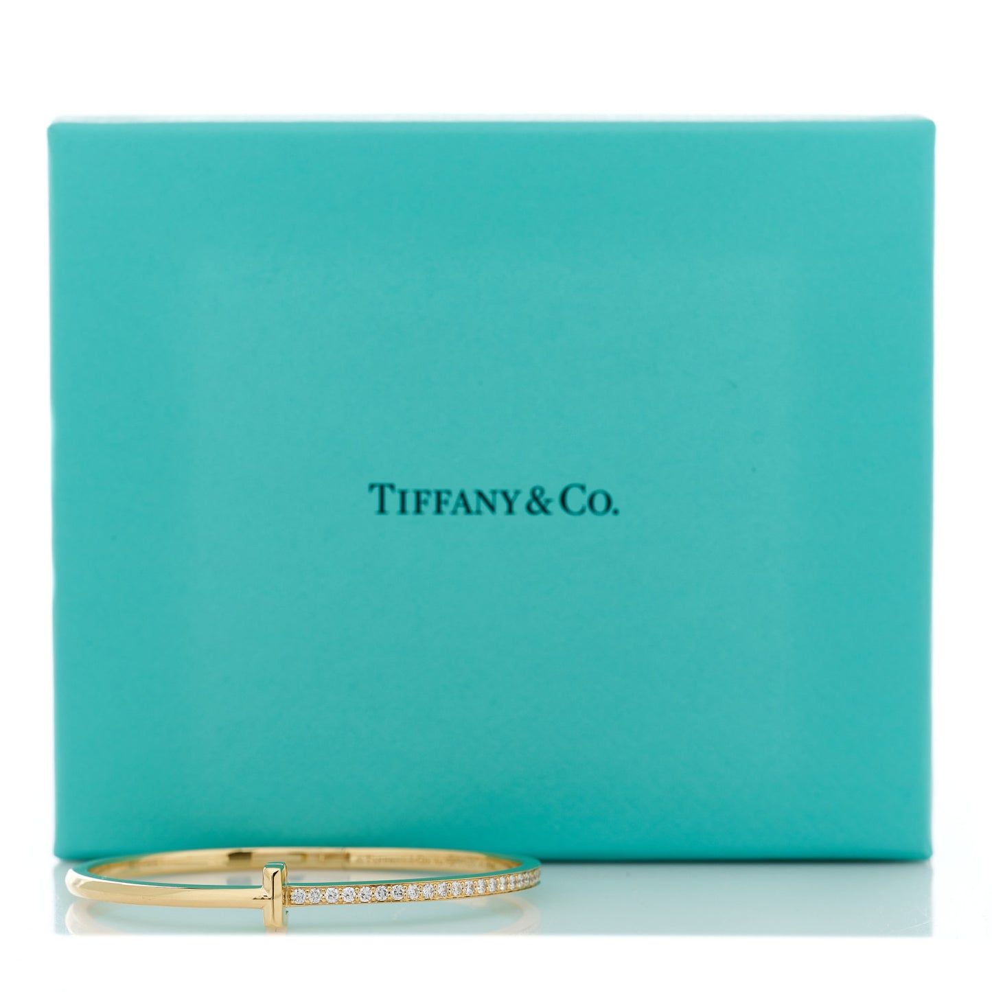 18K Yellow Gold Diamond Narrow T1 Hinged Bangle Bracelet